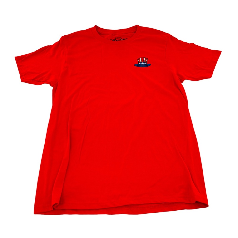 Mens Eighty Eight 4th July Hat American Flag Red T-Shirt Size M
